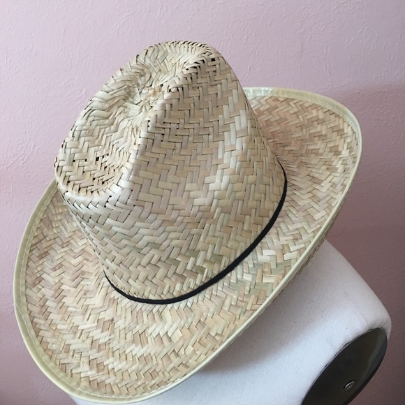 Vintage Natural Straw Woven southwestern Cowboy Hat Coastal Cowgirl - Picture 6 of 13